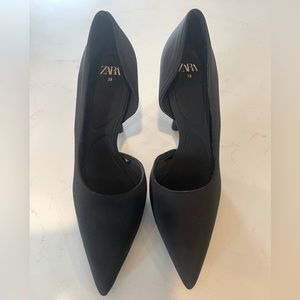 Black Satin D’orsay Pumps - Zara - Size 38